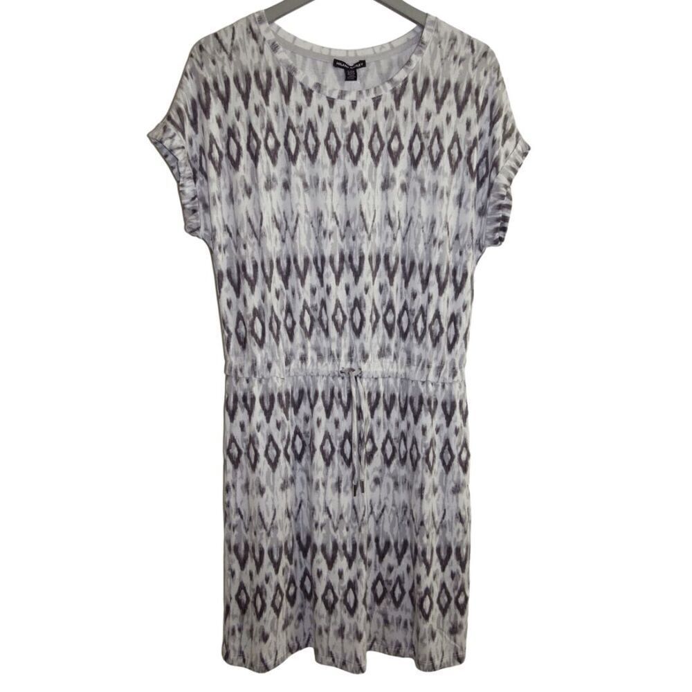 NWT Hilary Radley Gray Print Short Sleeve Casual Summer Dress Sz S‎